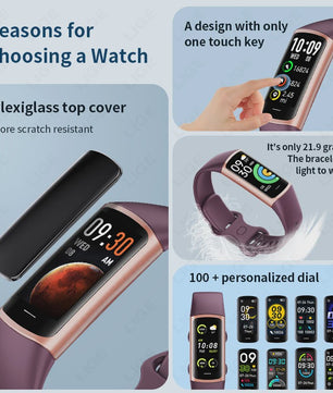 Smartwatch C68L: Fitness Tracker, Gezondheidsmonitor & Waterdichte Sport Armband voor Dames & Heren