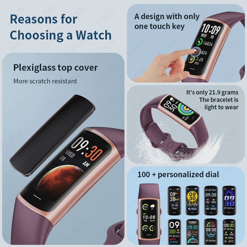 Smartwatch C68L: Fitness Tracker, Gezondheidsmonitor & Waterdichte Sport Armband voor Dames & Heren