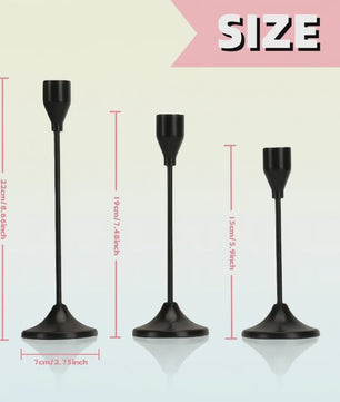 Set Zwarte Kandelaars met Ronde Voet - Scandinavisch Minimalistisch Design