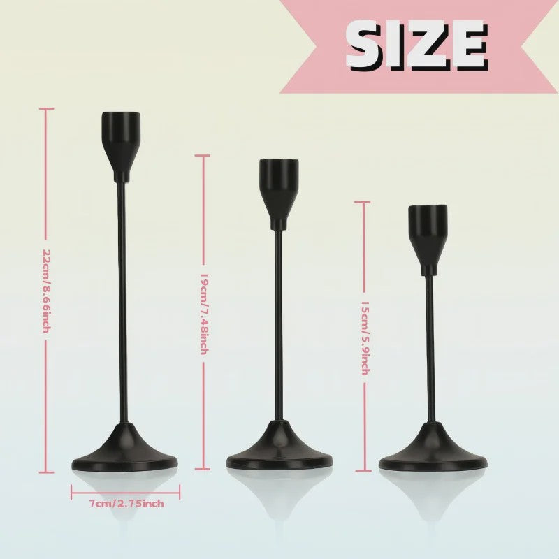 Set Zwarte Kandelaars met Ronde Voet - Scandinavisch Minimalistisch Design
