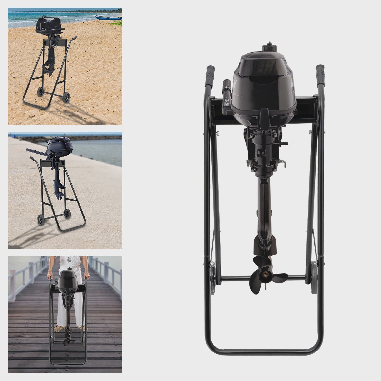 Robuuste Opvouwbare Buitenboordmotor Trolley met Wielen - Heavy Duty Motorstandaard