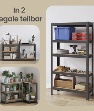 Songmics Metalen Stellingkast 5 Legborden Set van 2 - 150x75x30cm - Hoge Draagkracht