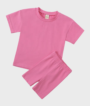 Katoenen Kinderkleding Set: T-shirt & Biker Shorts voor Jongens en Meisjes (1-13 Jaar)