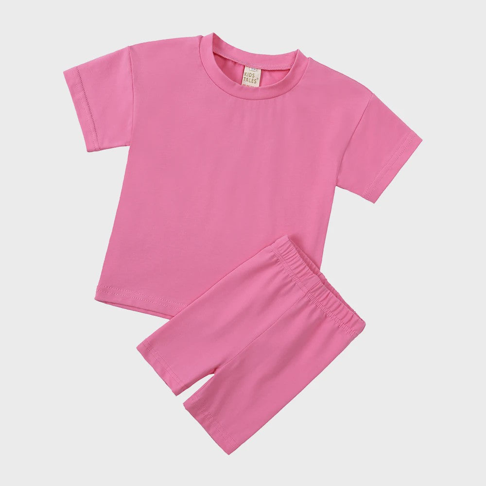 Katoenen Kinderkleding Set: T-shirt & Biker Shorts voor Jongens en Meisjes (1-13 Jaar)