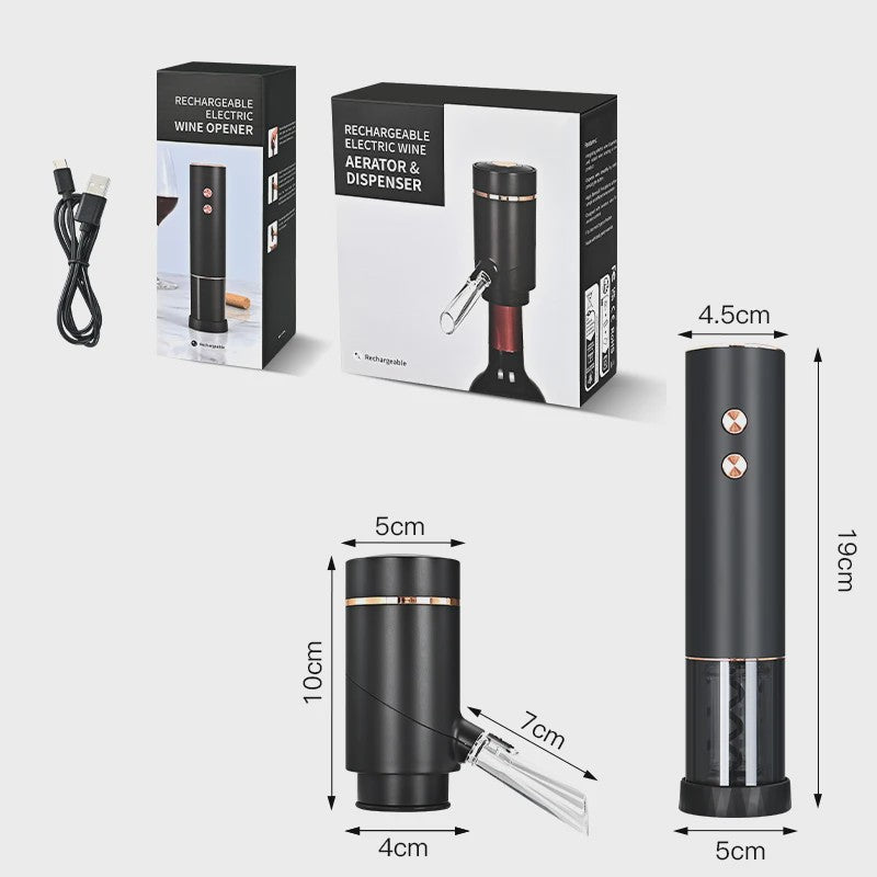 Elektrische Wijnopener en Decanteer Set - Automatische Vacuümpomp & Snelle Schenker