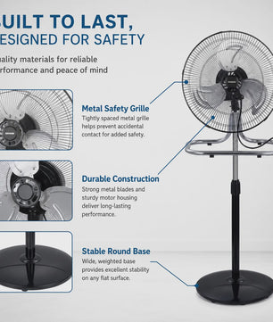 3-in-1 Metalen Ventilator: Vloer, Tafel & Wandmodel - Verstelbaar tot 130cm