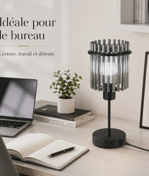Moderne LED Tafellamp met Glazen Kap - Traploos Dimbaar & USB-C