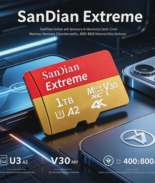 SanDian Extreme Micro SDXC Kaart - V30, Class 10, A2 - Hoge Capaciteit voor Telefoon, Camera, Drone