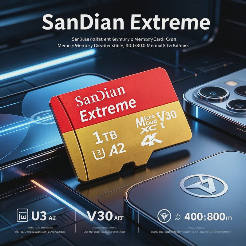 SanDian Extreme Micro SDXC Kaart - V30, Class 10, A2 - Hoge Capaciteit voor Telefoon, Camera, Drone