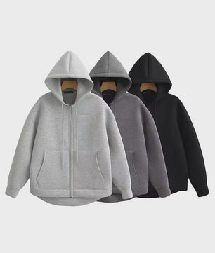 Dames Oversized Rits Hoodie Jas met Dubbele Zakken - Comfortabele Outerwear voor Herfst & Winter