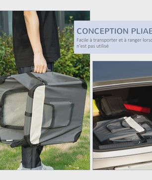PawHut Opvouwbare Transportbox Hond Kat - Draagbaar & Comfortabel - Grijs