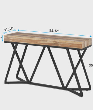 Tribesigns Console Tafel 140 cm - Houten Entree Tafel met Unieke Metalen Basis