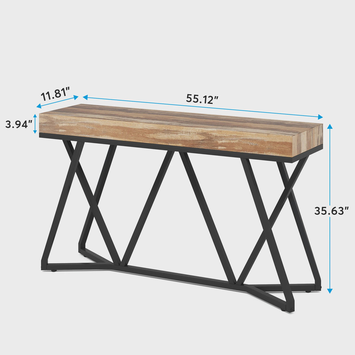 Tribesigns Console Tafel 140 cm - Houten Entree Tafel met Unieke Metalen Basis