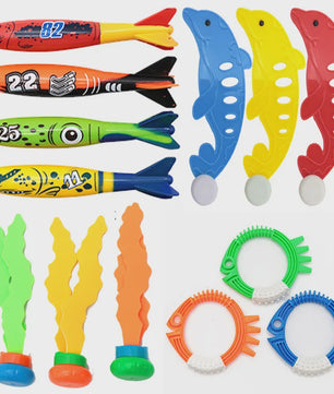 Zwembad Duikspeelgoed Set: Torpedo Vissen, Waterringen & Dolfijnen - Zomerpret voor Kinderen