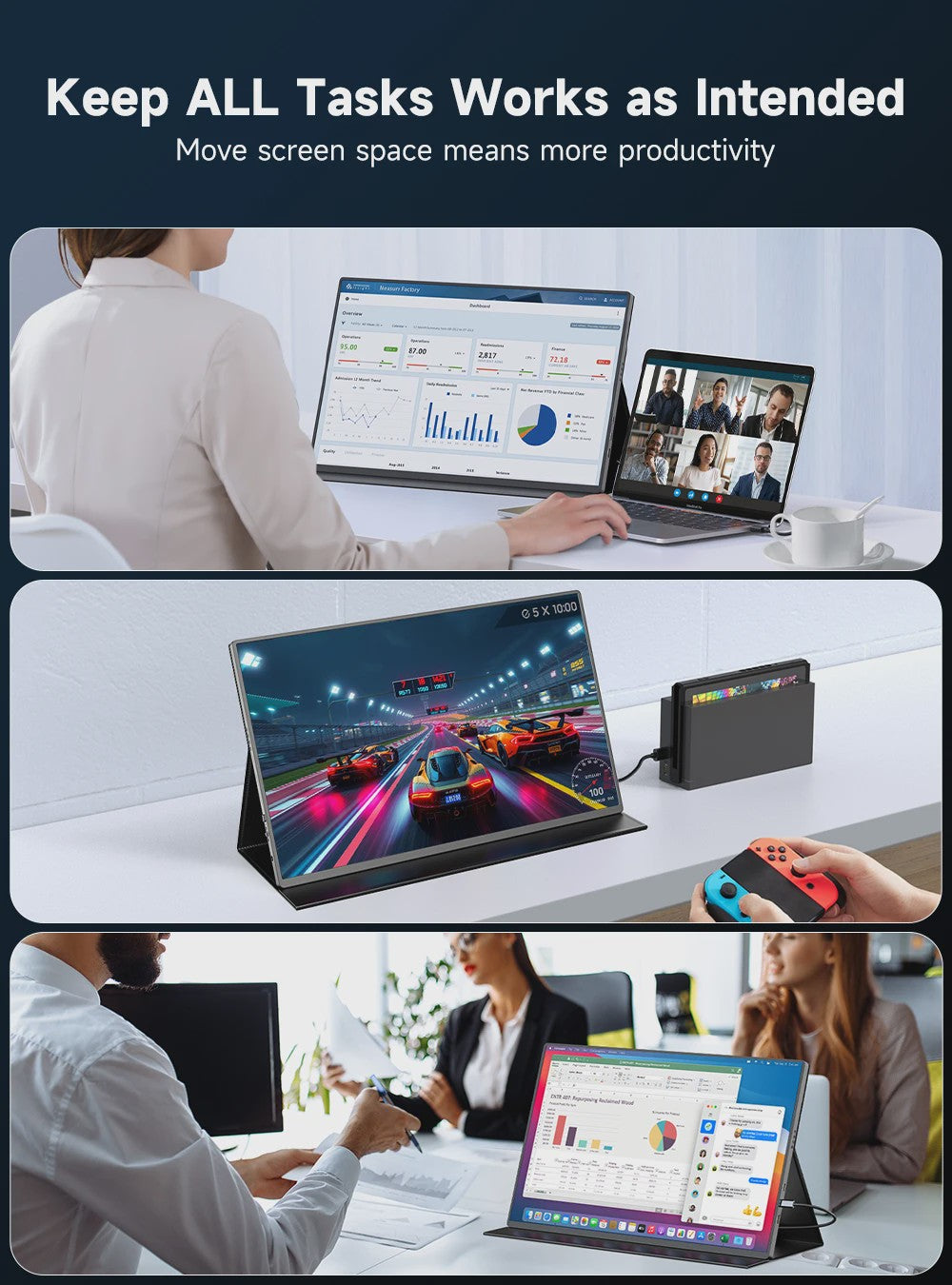 UPERFECT 16" 4K Draagbare Monitor - 1200 Nits, USB-C, HDMI, Ingebouwde Speakers & Standaard