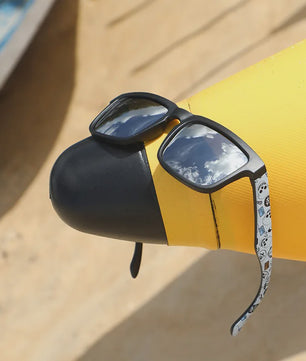 4-delige Set Vierkante Sportzonnebrillen met Designer Tempelpatroon - UV400 Bescherming