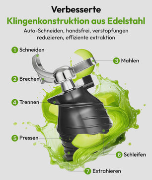 Koude pers slowjuicer met 135mm vulschacht, 220W, 0.7L, 3-voudig filtersysteem - Zwart
