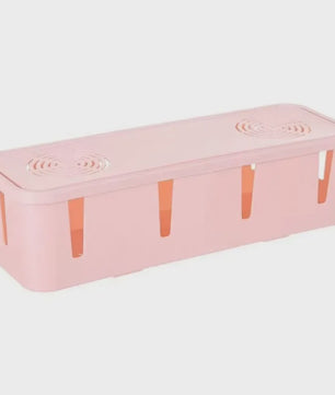Stijlvolle Kabel Organizer Box met Houten Deksel - Bureau & Kantoor Kabelmanagement