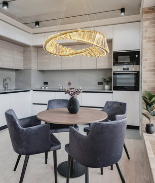 Gouden Kristallen Plafondlamp - Moderne LED Hanglamp voor Woonkamer