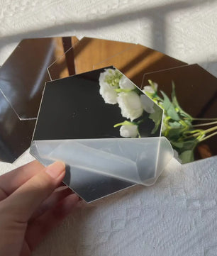 Zeskant Spiegel Muurstickers Set - 3D Decoratie voor Woonkamer, Slaapkamer & Badkamer (Rose Gold)