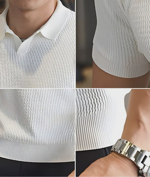 Herentrui Polo Zomer Ice Silk Gebreid Slim Fit Kort Rits