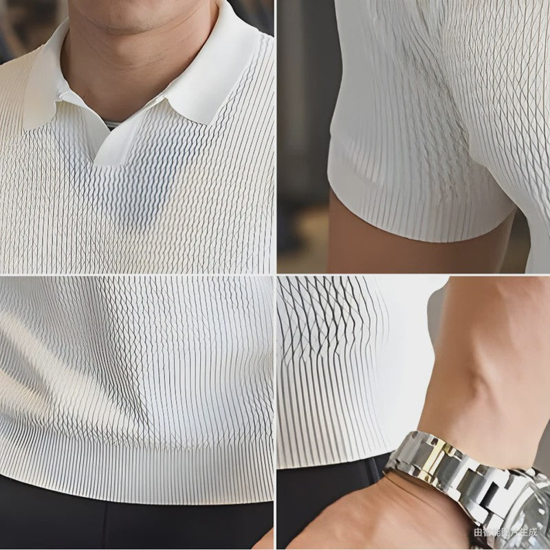 Herentrui Polo Zomer Ice Silk Gebreid Slim Fit Kort Rits