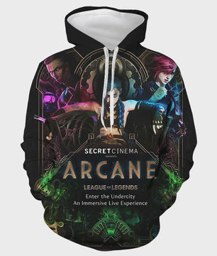 Arcane League of Legends 3D Hoodie - Jinx & Vi Anime Stijl