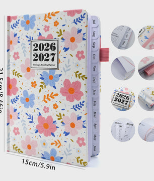 Bloemen A5 Planner 2026-2027: Week & Maand Overzicht met 144 Pagina's