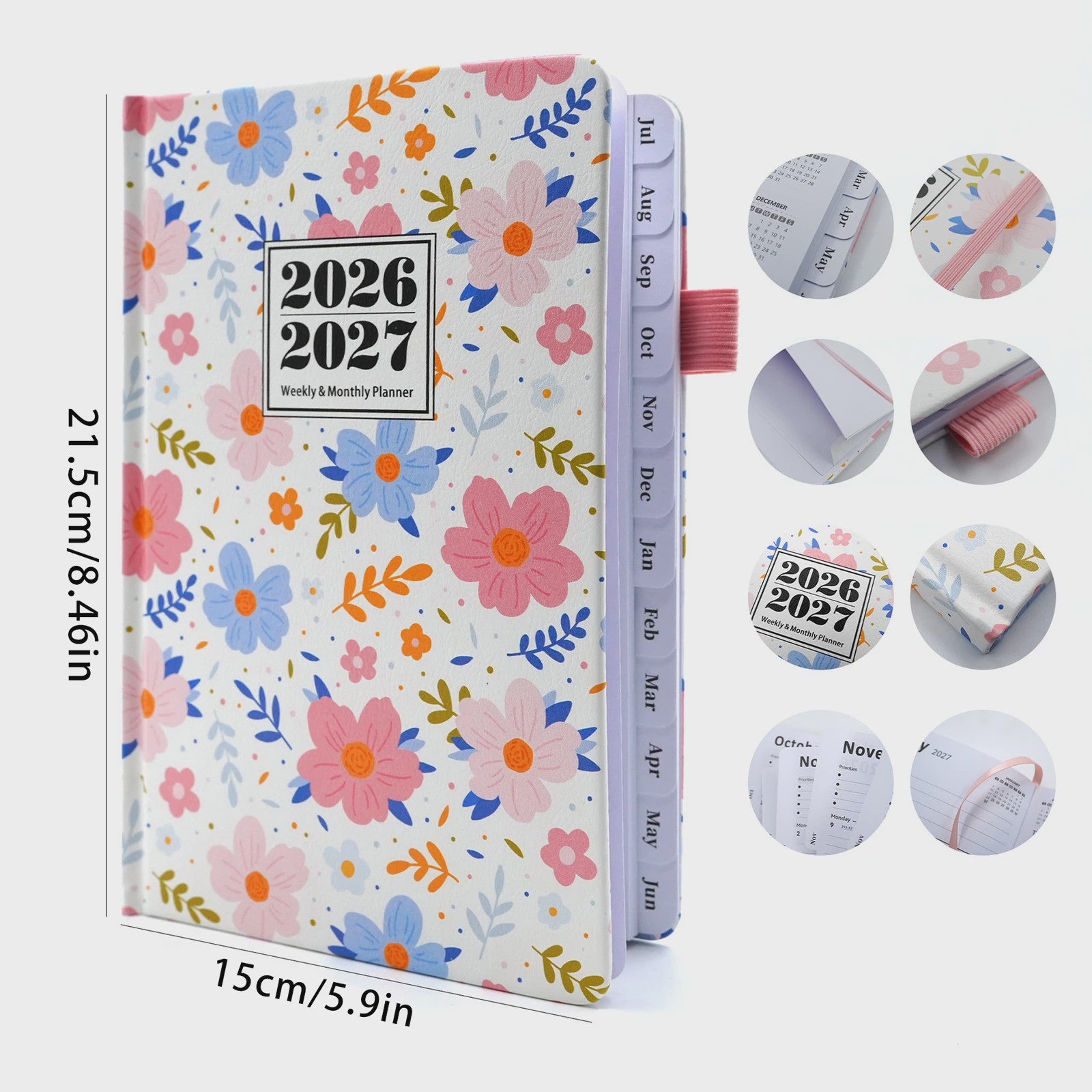 Bloemen A5 Planner 2026-2027: Week & Maand Overzicht met 144 Pagina's