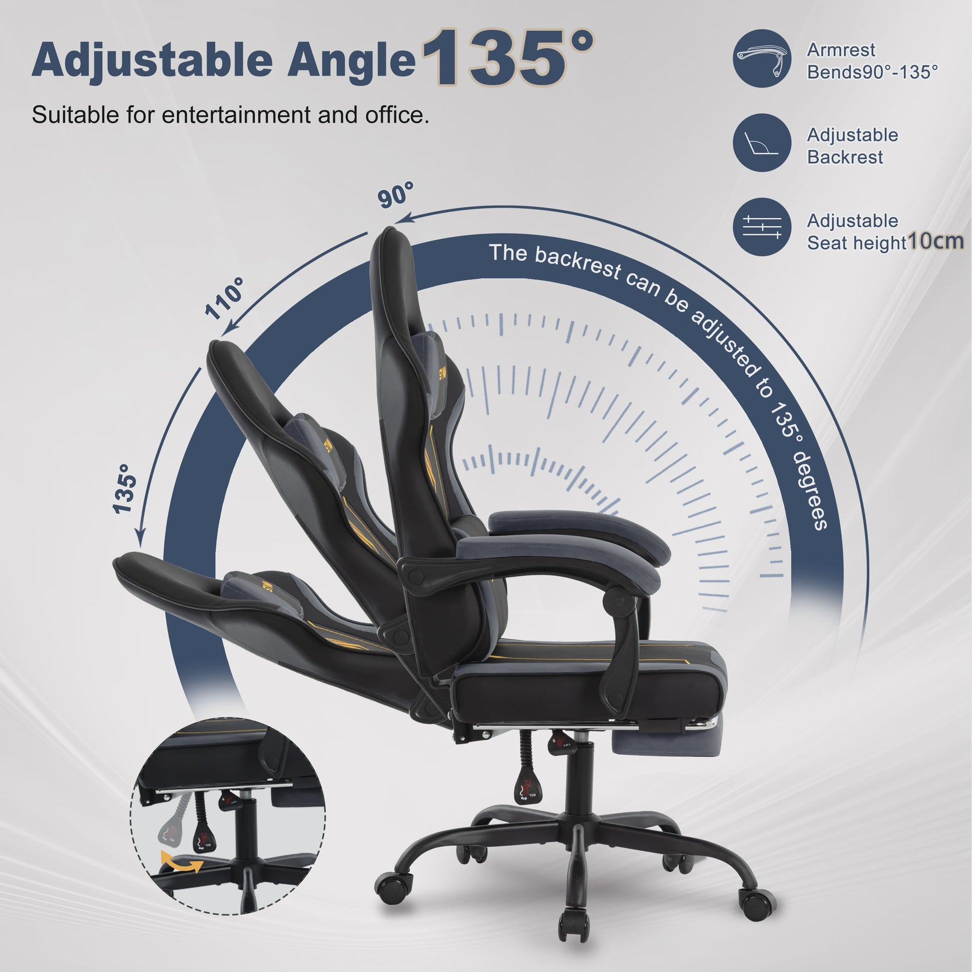 Ergonomische Gaming Stoel met Latex Kussen, Voetensteun & 130kg Capaciteit - Race Stijl