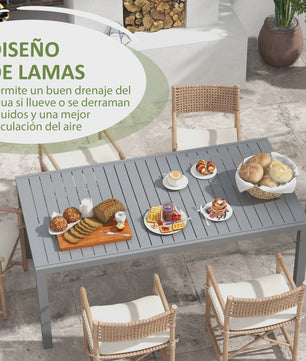 Uitschuifbare Tuintafel Aluminium Frame - Grijs - 180/240x94x73 cm