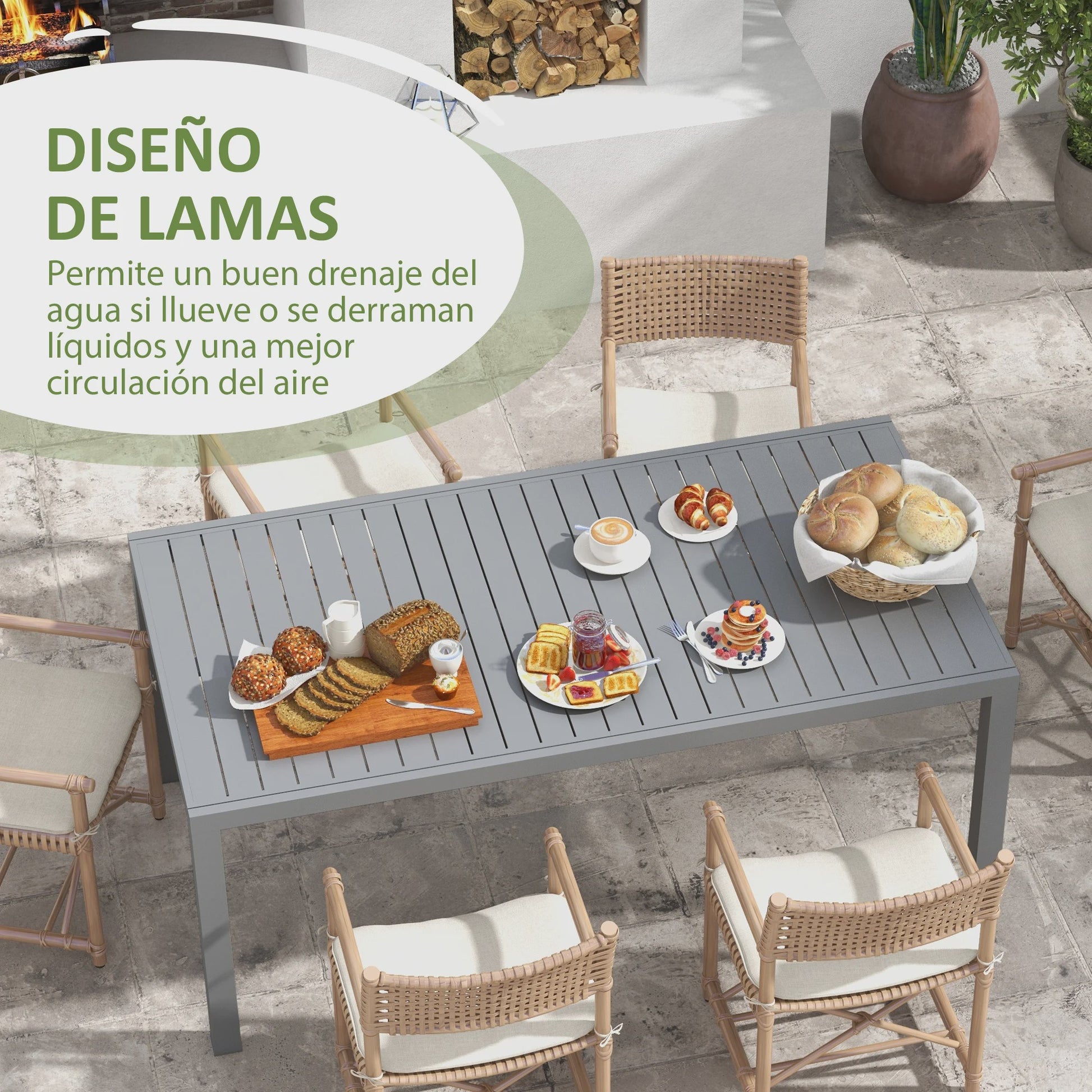 Uitschuifbare Tuintafel Aluminium Frame - Grijs - 180/240x94x73 cm