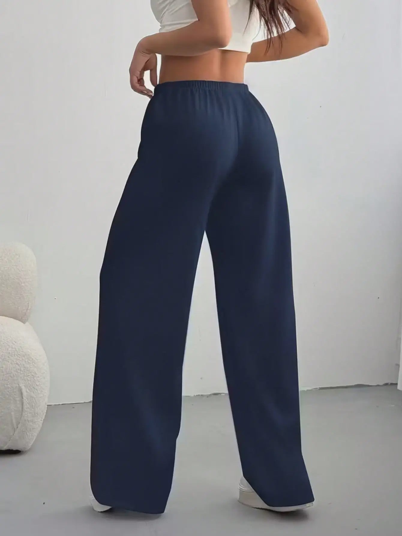 Dames Wijde Pijpen Joggingbroek met Trekkoord en Elastische Tailleband