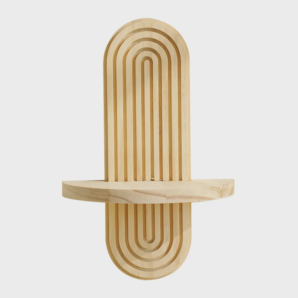 Houten Wandplank met Boogontwerp - Decoratieve Plank voor Planten & Kaarsen