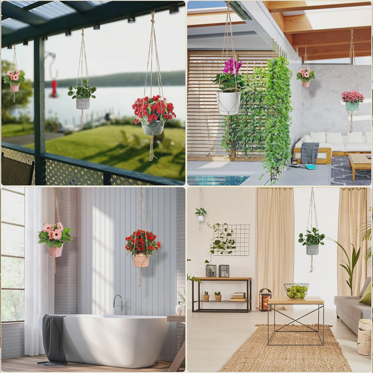 Macramé Plantenhanger - Decoratieve Hangmand voor Binnen & Buiten