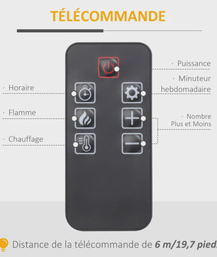 HOMCOM Elektrische Haard met LED Vlammen, Verwarmingsfunctie en Afstandsbediening - Wit