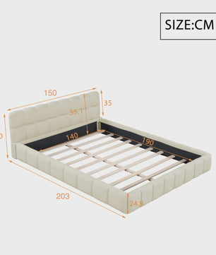 Luxe Gestoffeerde Bedombouw met Zacht Hoofdbord en Lattenbodem - Zonder Matras