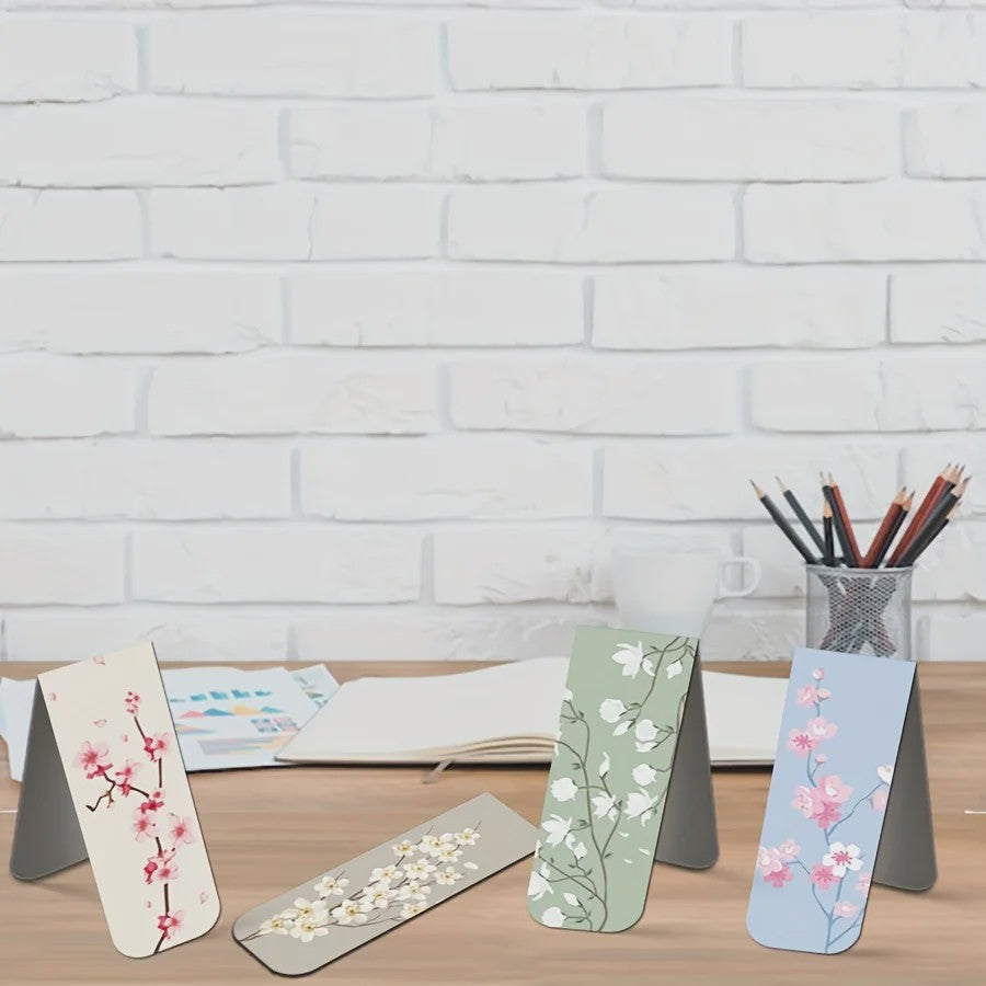 12x Magnetische Bladwijzers met Bloemenprint - Stijlvolle Paginamarkers voor Dames & Planners