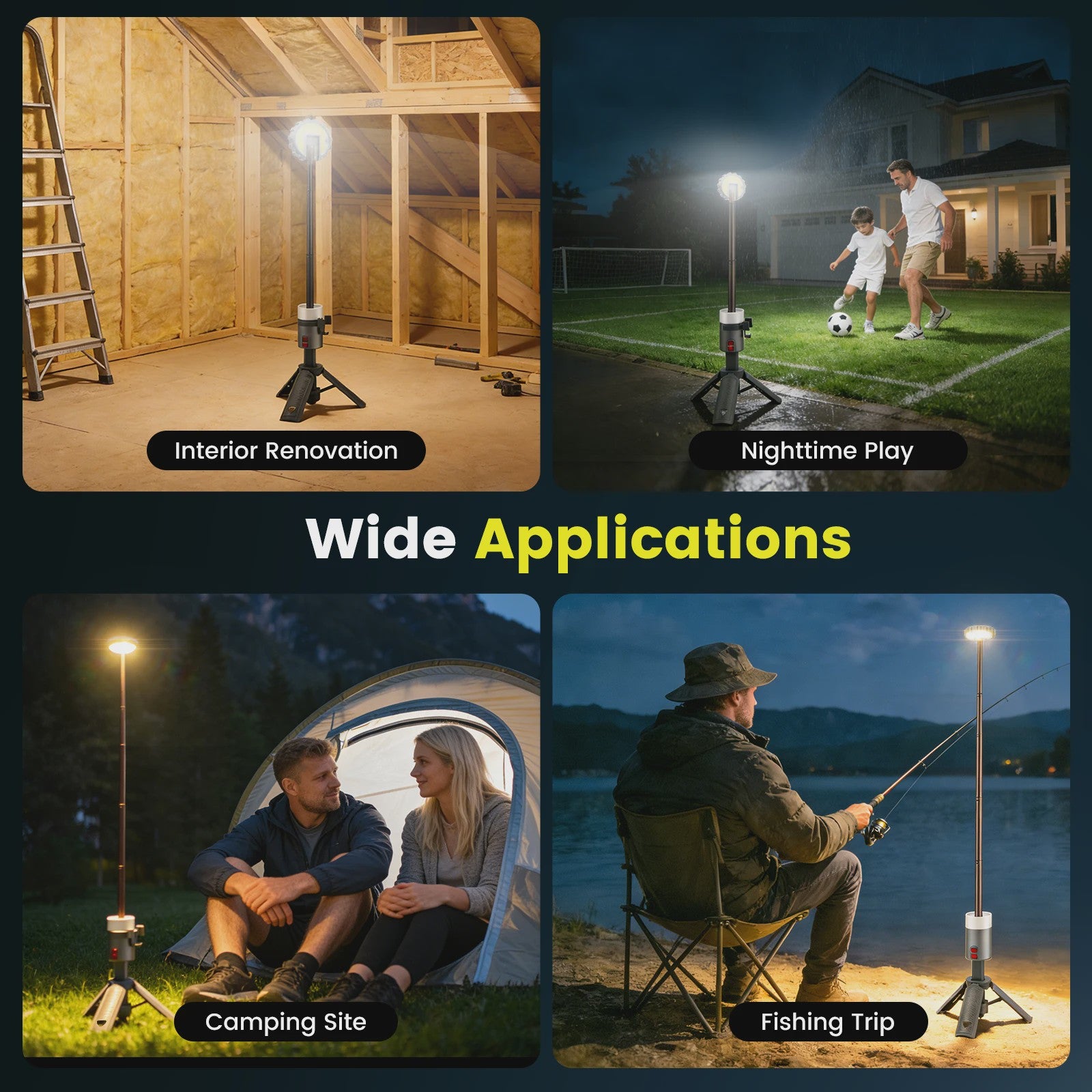 Telescopische Oplaadbare Campinglamp met Statief - LED Spotlight & Tafellamp met 4 Modi