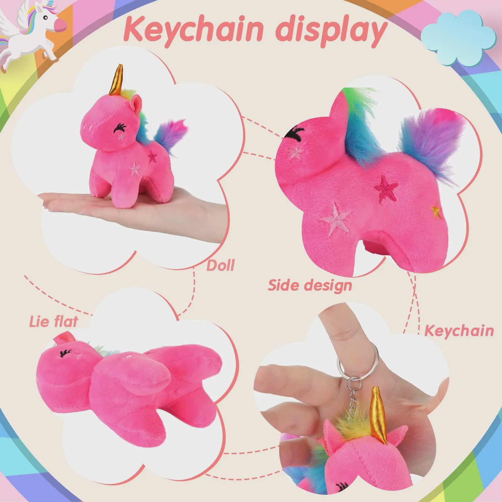 Set Mini Pluche Eenhoorns (4-24 Stuks) - Knuffels, Sleutelhangers & Feestartikelen voor Kinderen