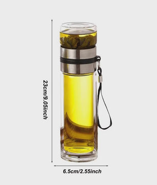 Dubbelwandige Glazen Theefles met Infuser - Lekvrij & Draagbaar