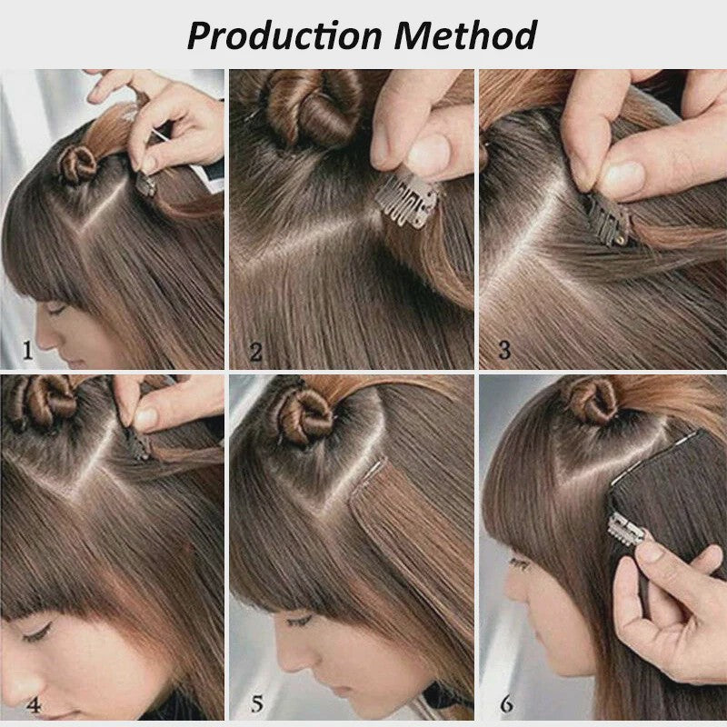 24 Inch Synthetische Haarverlenging met Clips - 7 Delig Set - Lang Steil Haarstuk voor Dames