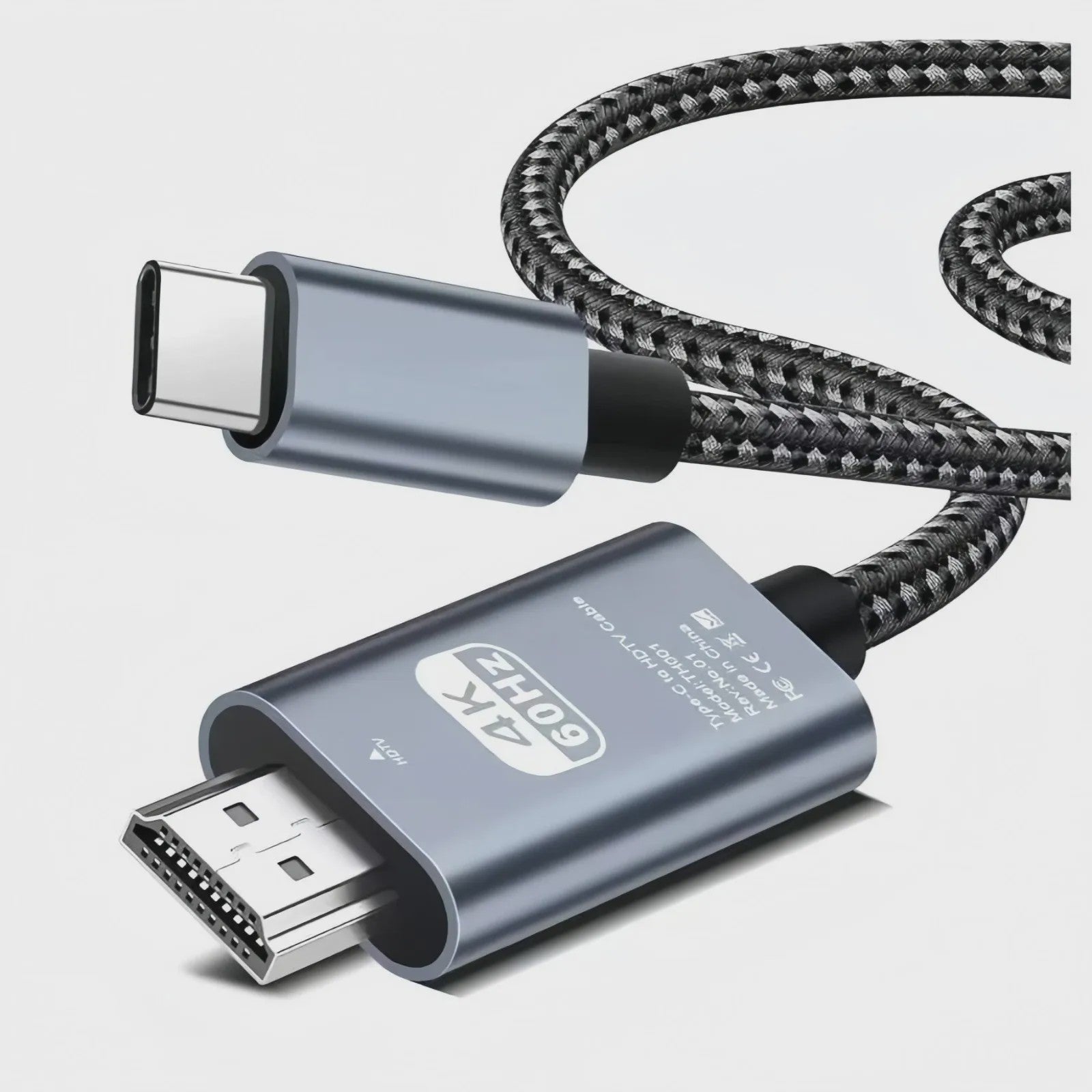 USB-C naar HDMI Kabel 4K 60Hz Ultra HD 2 Meter Gevlochten Nylon