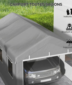 VEVOR Garagetent 6x3m - Stevig Stalen Frame, PE Zeil 160g/m², 2 Deuren & 6 Ramen