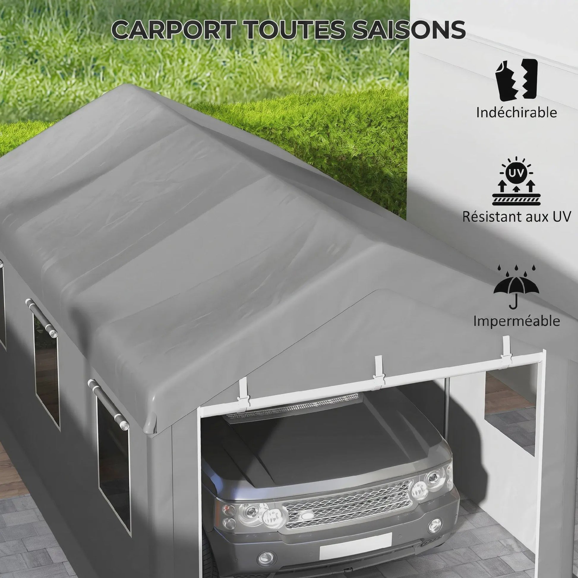 VEVOR Garagetent 6x3m - Stevig Stalen Frame, PE Zeil 160g/m², 2 Deuren & 6 Ramen