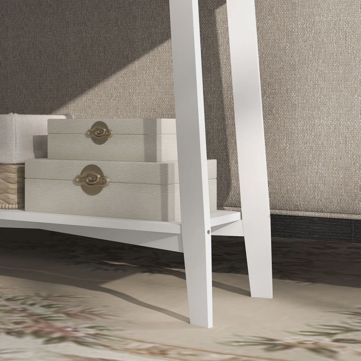 Witte Console Tafel met 2 Lades en Open Plank - 100x30x81cm