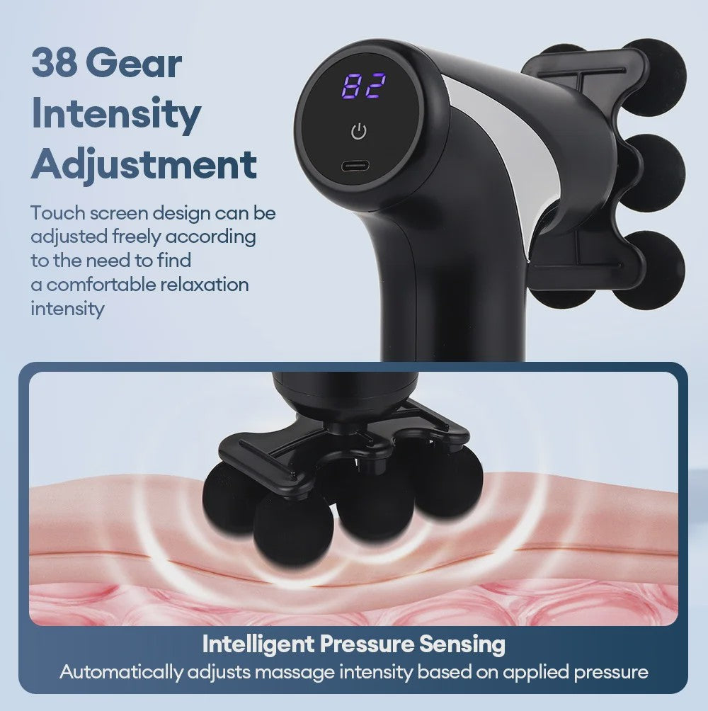 Draadloos Massagepistool met 38 standen & Intelligente Druksensor - 10 Opzetstukken