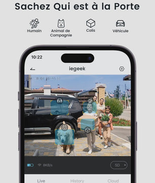 ieGeek Draadloze Deurbel met Camera - 2K, IP66 Waterdicht, Geen Maandelijkse Kosten, Tweeweg Audio, PIR Detectie, 2.4G WiFi