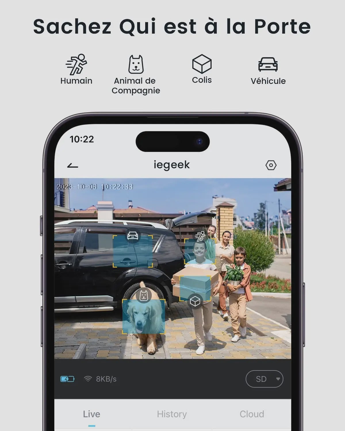 ieGeek Draadloze Deurbel met Camera - 2K, IP66 Waterdicht, Geen Maandelijkse Kosten, Tweeweg Audio, PIR Detectie, 2.4G WiFi