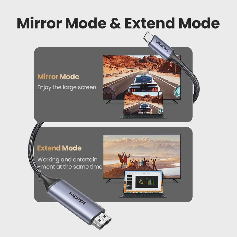 UGREEN USB-C naar HDMI 2.1 Kabel - 8K@60Hz, 4K@120Hz voor MacBook, iMac, iPad Pro, Samsung Galaxy